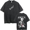 Anime Dr. Stone Washed Vintage T-shirt Manga Senku Ishigami Graphic T Shirt Men Women Casual Retro Oversized T-shirts Streetwear