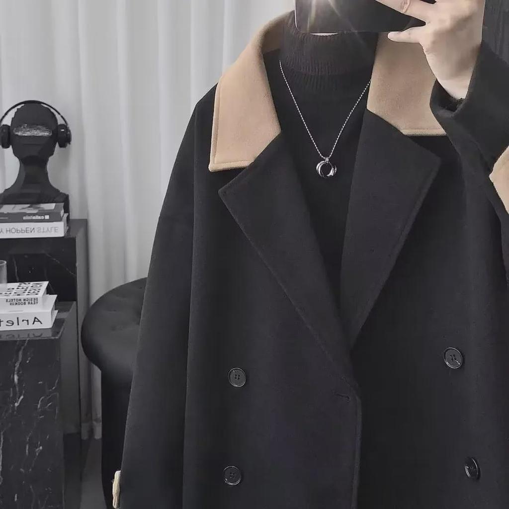 Men's Stylish British Woolen Coat - Winter Thick Mid-Length Windbreaker