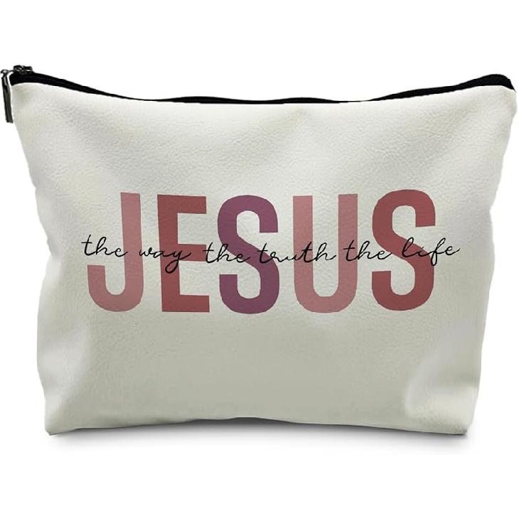 Christian Gifts Makeup Bag, Floral Christian Cosmetic Bags for Women, Galatians 5:22-23 Bible Verse Makeup Pouch, Faith Based Gifts Zipper Pouch