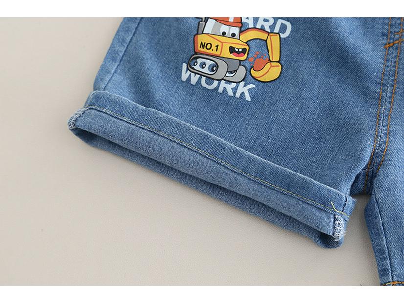 Boys' Summer 2025 Cartoon Tractor Short Sleeve & Shorts Set