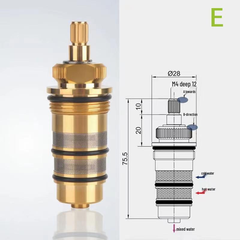 Cartuș termostatic pentru duș din cupru integral pentru reglare rapidă cald/rece