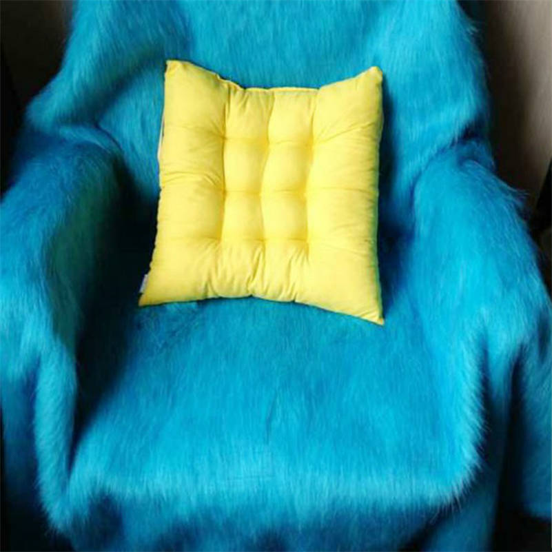 High Quality Plush Faux Fur Carpet Chair Cover Solid Color Seat Pad Long Pile Furry Sheepskin Rug Mat Elegant