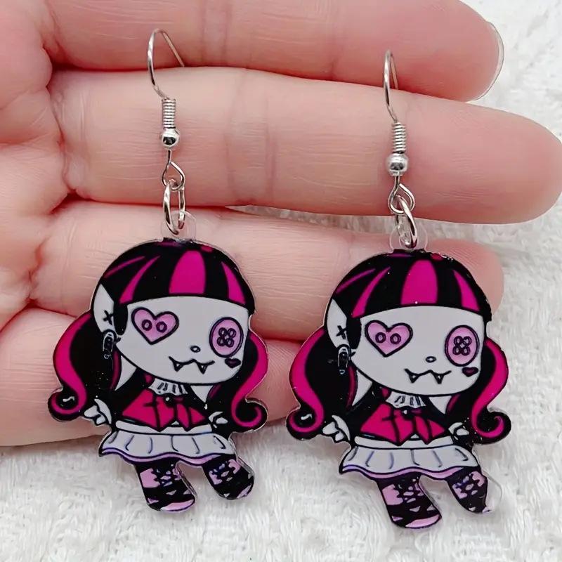 European and American new cartoon animation character earrings acrylic gothic bohemian style vampire earrings