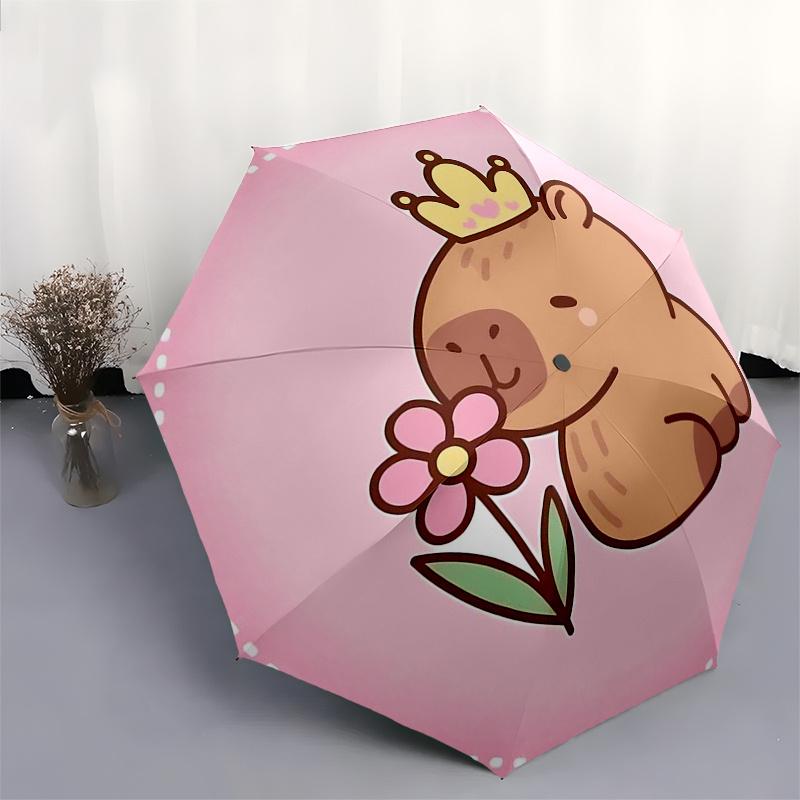 Capybara Themed Travel Umbrella-8 Ribs Automatic Opening and Closing, Portable Folding Design, Compact and Stylish Umbrella Suitable for Out