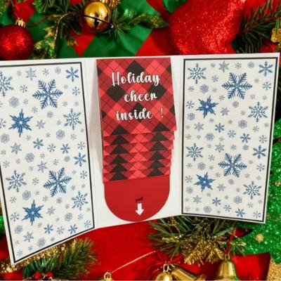 Handmade Christmas Gift Card Paper Blessing Message Waterfall Gift Card DIY with Envelope Pull Out Gift Card Merry Xmas