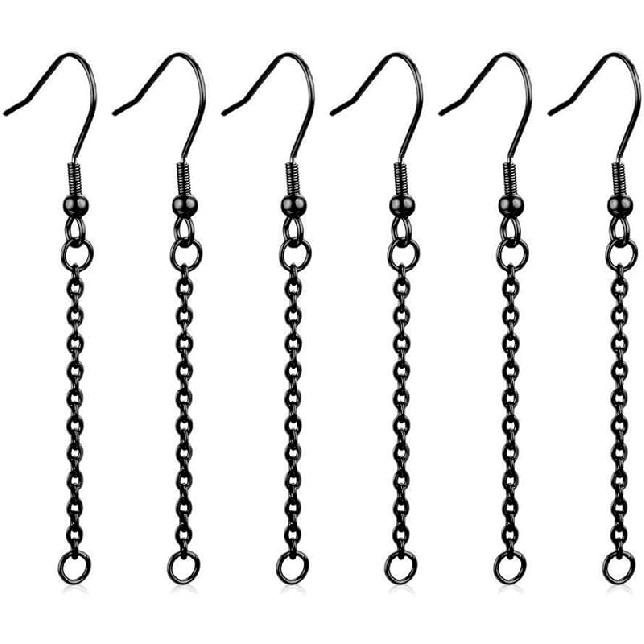 6pcs Earring Hook Extension Cable Earline Fish Hook Extension Chain Connector, Used for DIY Jewelry Production, Low allergenic Jewelry Earring