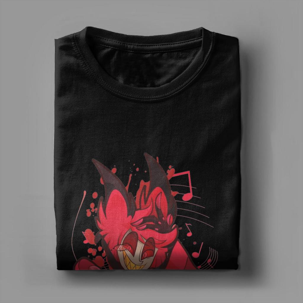 Wahnsinniger Alastor der Radiodämon Herren T-Shirt Hazbins Hotels T-Shirts Kurzarm Rundhals T-Shirts 100% Baumwolle Geschenkidee Kleidung