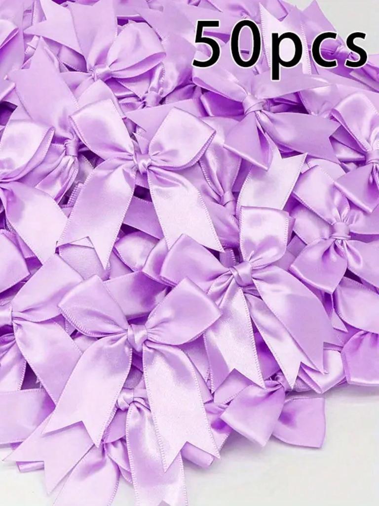 50pcs, Ribbon Bow Craft Bow Pink White Floral Gift Tie Wedding Decoration Bow Bow DIY Birth Party Baking Decoration