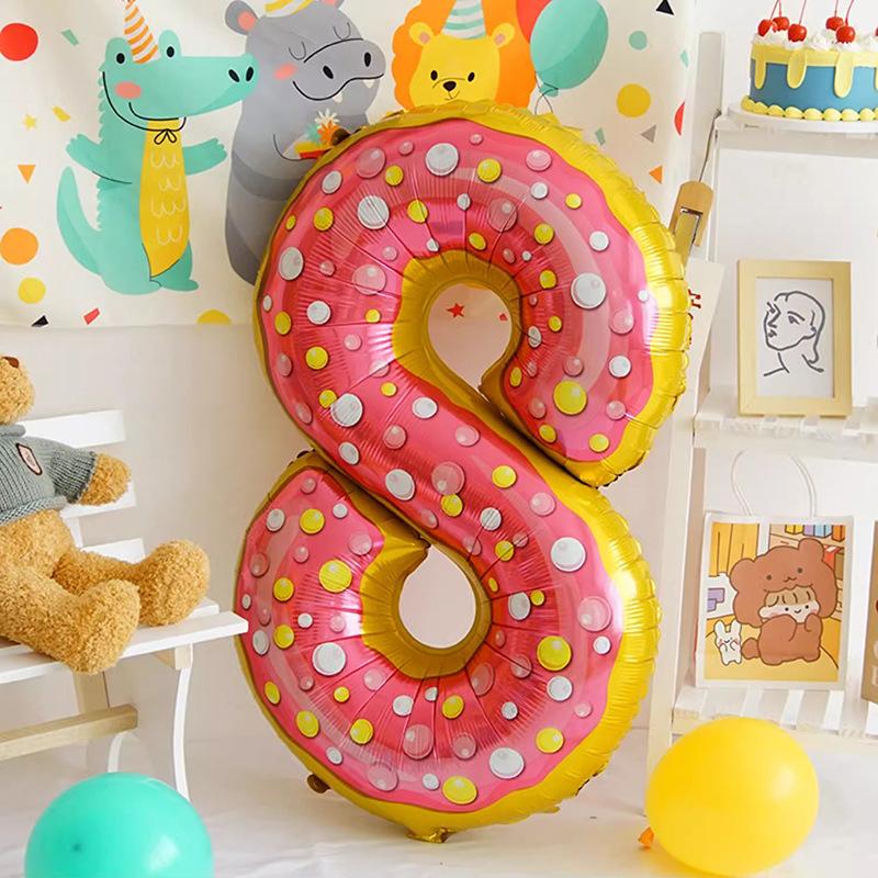 40 Inch Donut Birthday Digital Aluminum Film Balloon Children'S Baby Year Old Arrangement Food Cartoon Dopamine Party