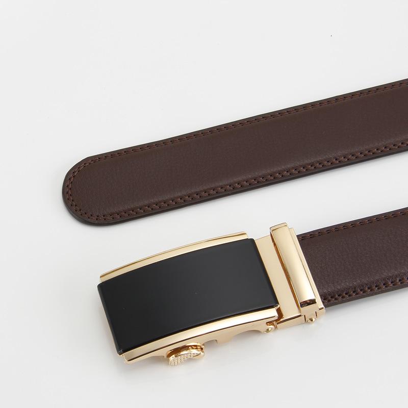 Мужской ремень Натуральная двухслойная коровья кожа Автоматическая пряжка Высококачественный мужской ремень для брюк Бизнес 110-130CM