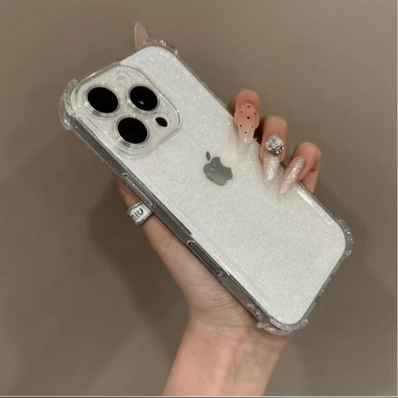 

Soft Transparent Phone Case For iPhone 11 12 13 14 15 16 Pro Max Plus 16E Xs Max XR Glitter Silicone Shockproof Bumper Cover For iPhone XS Max