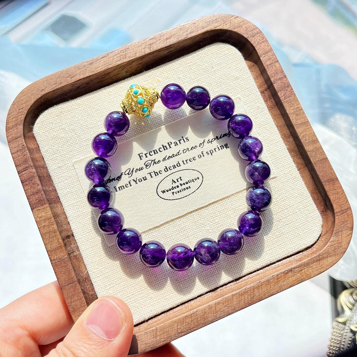 Noble Dark Night Grape Black Purple 10Mm Natural Amethyst Bracelet Bracelet