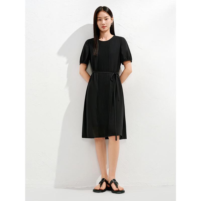 Annakou Women's Elegant Pleated Chiffon Commuter Dress