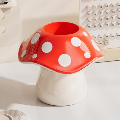 Caja de Almacenamiento de Champiñones de Lunares Dormitorio de Estudiante Escritorio Papelería Misceláneos Portalápices Baño Caja de Almacenamiento para Brochas de Maquillaje