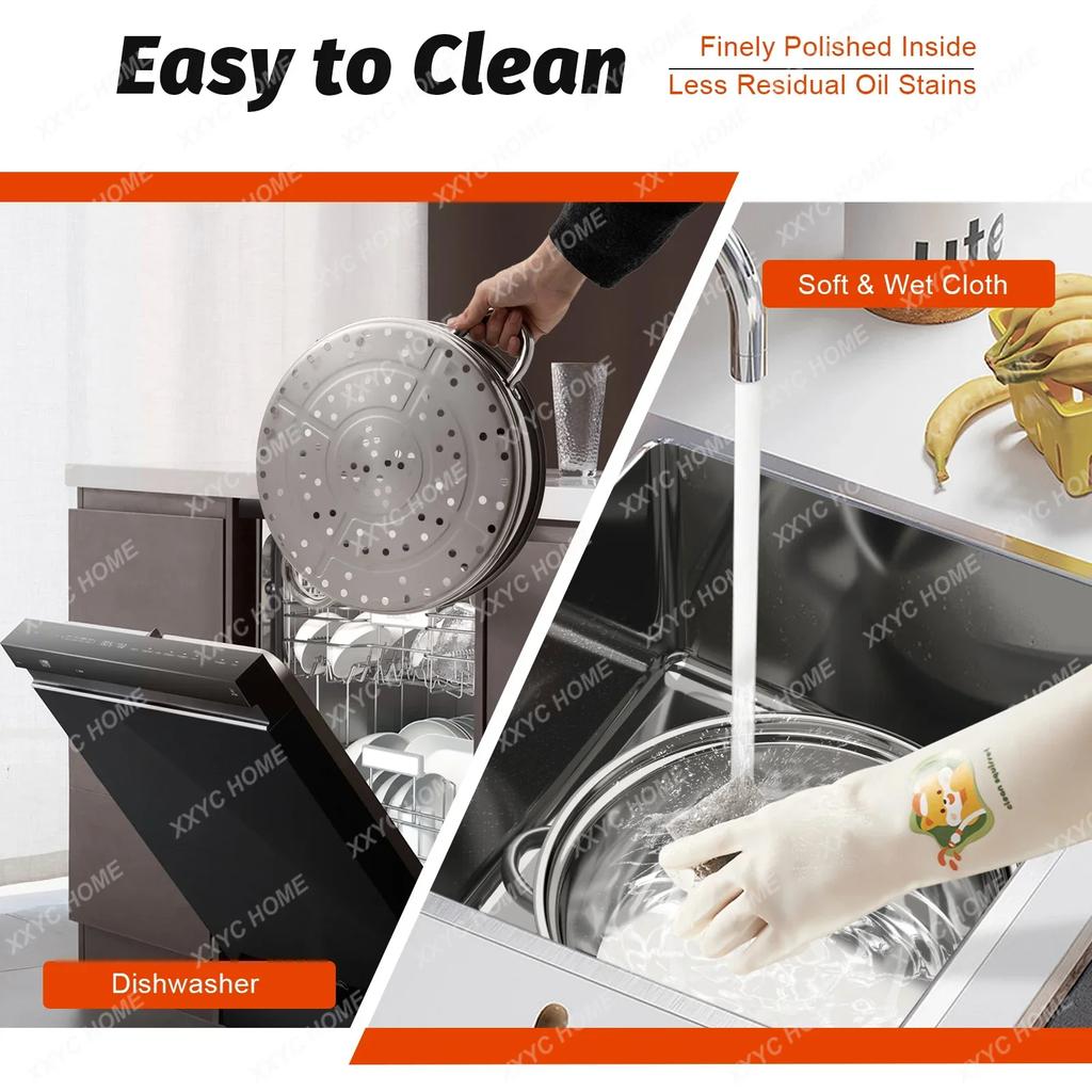 5 Tier Stainless Steel Food Steamer Vegetable Steamer Pot Cookware with Lid 26/30cm