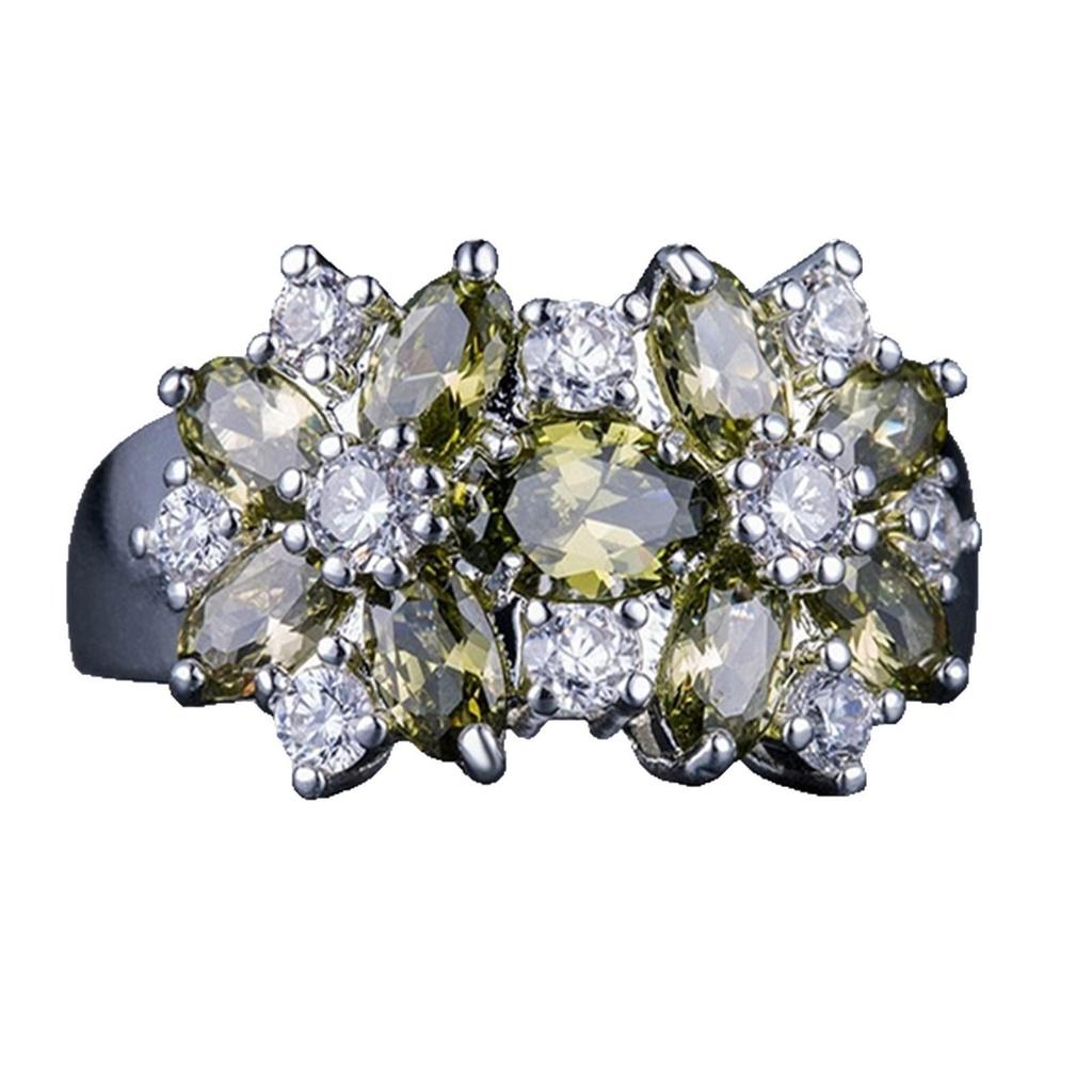 Anillo de Flor Floreciente de Circonita de Colores – Banda Creativa Europea y Americana Pavimentada con Diamantes