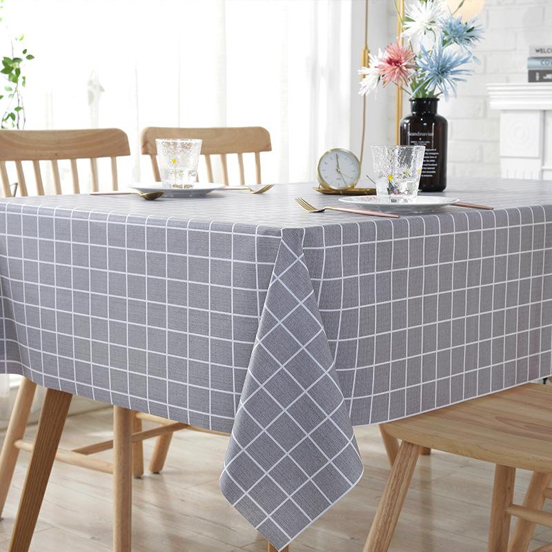 Plastic PVC Thick Rectangula Grid Printed Tablecloth Waterproof Oilproof Home Kitchen Dining Table Colth Cover Mat Oilcloth Wash