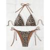 Cross-Border Leopard Print Wireless Swimsuit, Sexy Tie Side Bikini for Women KTY