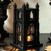 Glowing Ornament Decor Gothic Cathedral LED Candle Lantern, Church Shaped Flameless Tealight Lamp, Luminous Figurine for Home Spooky Vintage