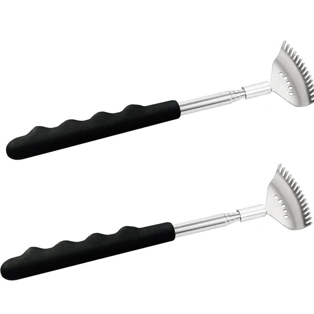 Extendable Back Scratcher the Head Has 15 Rakes, Stainless Steel Portable Telescopic Rubber Handle Back Scratchers for Elderly