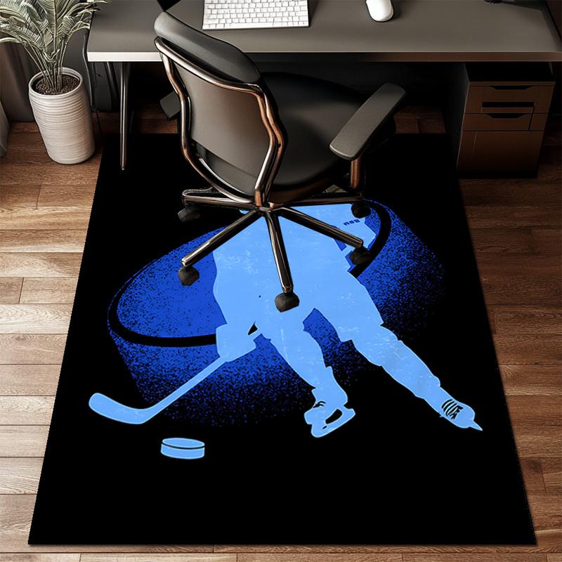 Crystal Velvet Ice Hockey Printed Area Rug for Bedroom, Living Room, And Home Office Decoration, Stylish Mat for Bedside S112