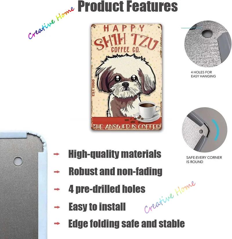 Dog Metal Tin Sign Shih Tzu Co. Bath Soap Wash Your Paws Printed Poster Bathroom Toilet Living Room Home Art Wall Decor 8X12inch