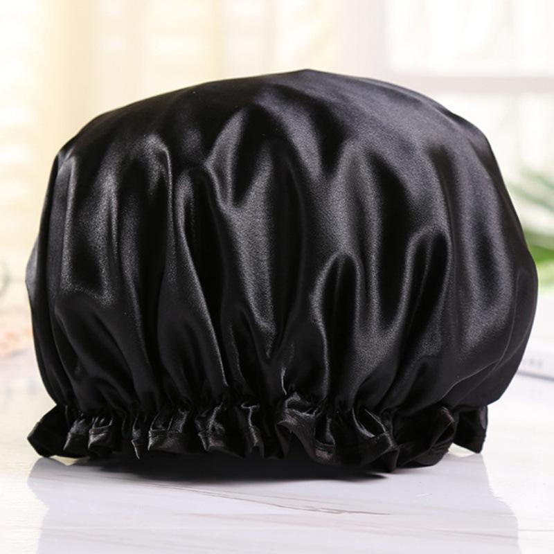 

Водонепроницаемая шапочка для душа, эластичная, не дающая усадку, многоразовая шапочка для душа, простая и красивая работа, двухслойная шапочка для ухода за волосами