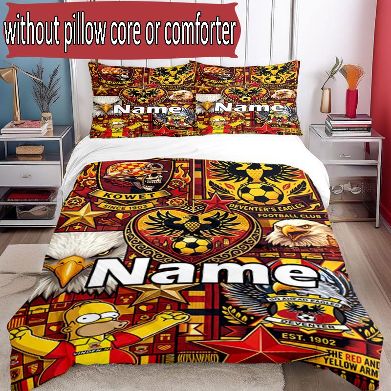 3pcs Duvet Cover Set (1*Duvet Cover + 2*Pillowcase, Without Core), Custom Name Go Ahead Eagles Pattern Bedding Set, Home Bedroom Decor Gift