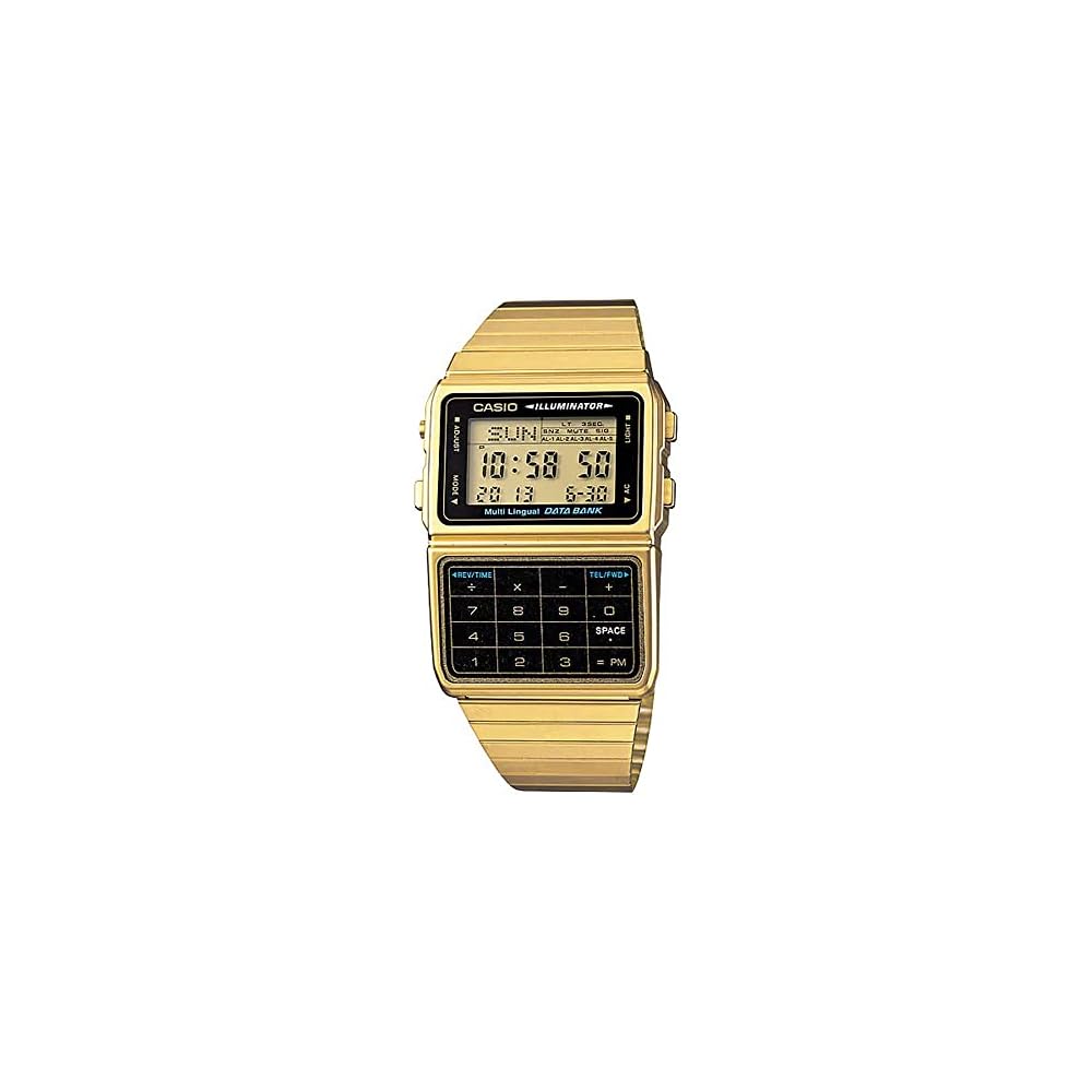 Casio Data Bank DBC-611G-1 Digital Watch Men s Gold Black Stainless Steel