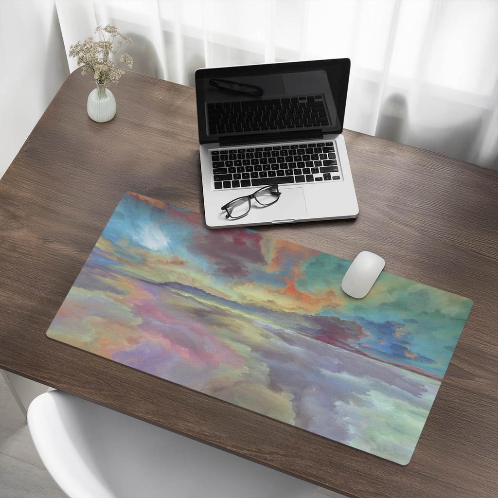 Protective Mat Desk Pad Table Top Clouds In Pastel Colors 90x45 Cm