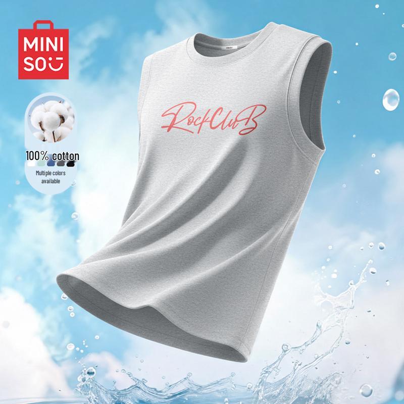 MINISO Men s Casual Cotton Sleeveless T-Shirt 2XL