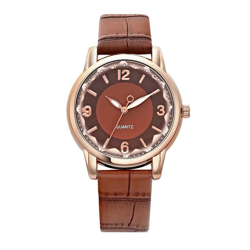 Small dial quartz ladies' watch two-tone dial jelly leather strap diamond glass bamboo strap versatile watch gift