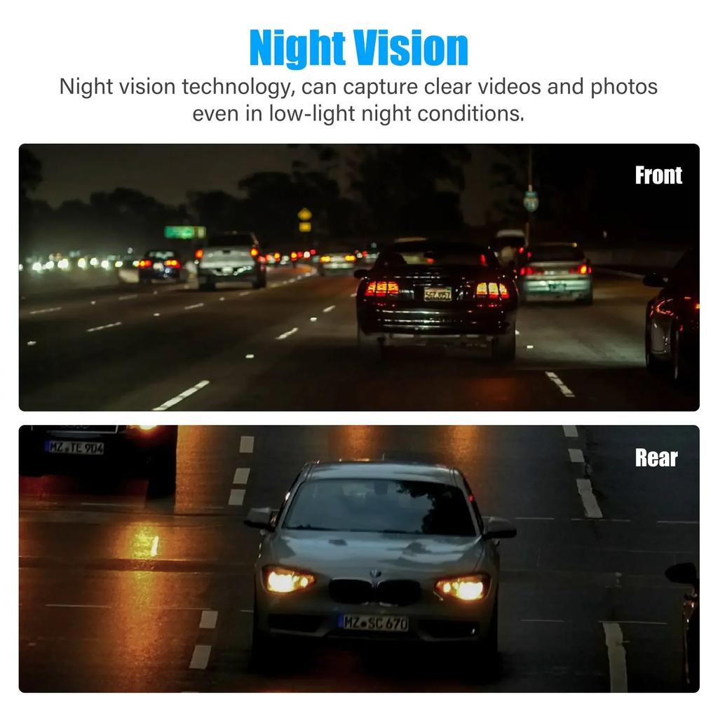 Dash Cam Front and Rear View Camera Video Recorder Dual Lens Car Dvr Cycle Recording Night Vision G-sensor 1080P Dashcam 4 Inch