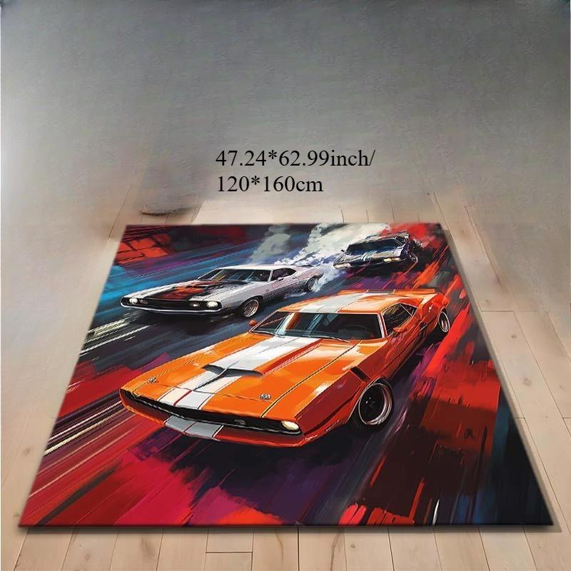 1pc Offlannel Floor Mat, a Festive Gift Featuring a Racing Print Carpet, Suitable for Bedrooms, Porches, Indoor Hallways, Living