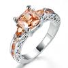 Luxury Female Crystal Pink Stone Ring Trendy Silver Color Engagement Wedding Jewelry