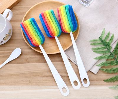 Cepillo para Tazas de Mango Largo, Cepillo de Limpieza, Cepillo para Botellas, Estropajo de Colores, Cepillo para Tazas, Cepillo, Cepillo con Estropajo de Esponja