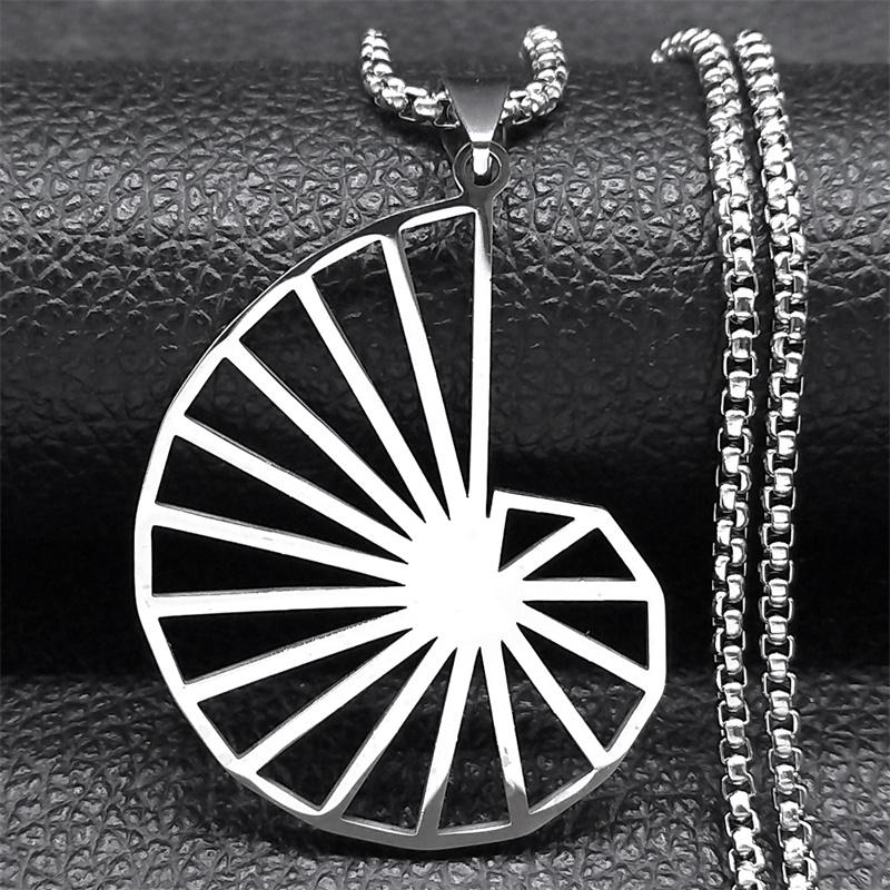Theodorus Spiral Geometry Math Science Pendant Necklace Stainless Steel Fibonacci Chain Women/Men Fashion jewelry 1011-QKC