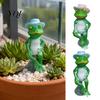 Frosch Gartenornamente Statue, Frühling Sockel Harz Figur, Wetterfest Einzigartig Terrasse Landschaftsgestaltung Akzente Figur für Zaun Balkon Rasen Hof Skurril