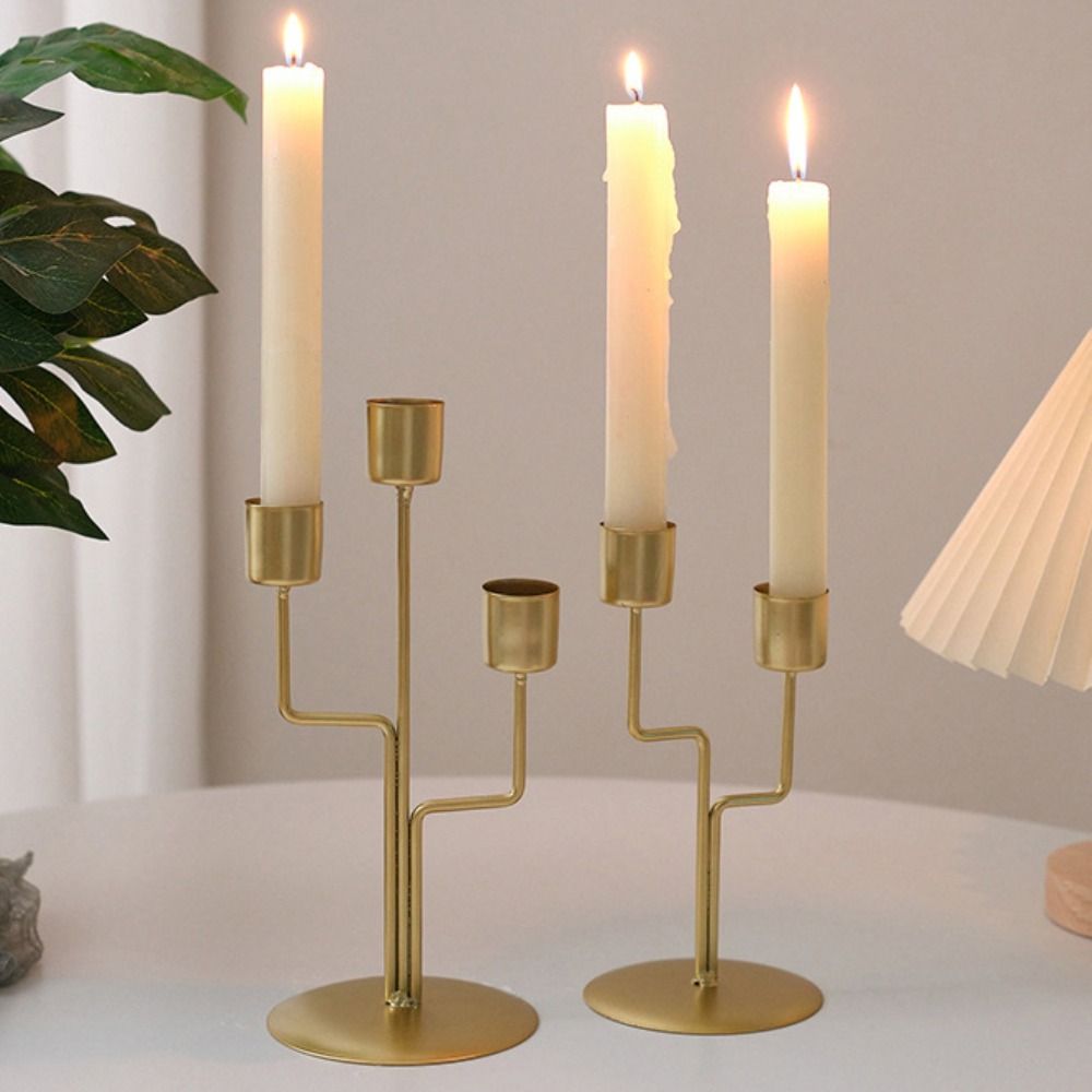Romantic Candle Holder European Style Iron Candles Stand Long Candle Candlestick  Photo Props