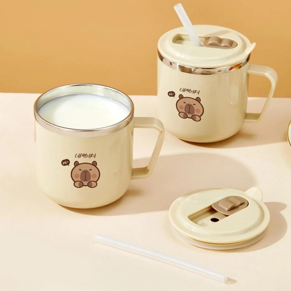 316 Stainless Steel Straw Water Cup Double Wall Drinking Cup Cute Insulated Mug  for Children