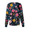 Women's Long Sleeve Button Front Floral Print Medical Scrub Top Lightweight Comfortable Fit Nursing Uniform Shirt