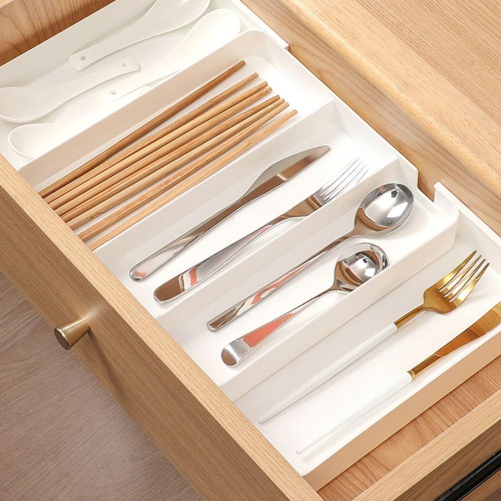 Movable Partition Kitchen Drawer Organizer Stationery Storage Expandable Utensil Tray Chopsticks