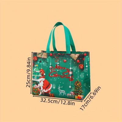 10pcs Christmas Gift Bags with Handles Random Style Reusable Non-Woven Shopping Bags for Holiday Gifts, Party and Decorations