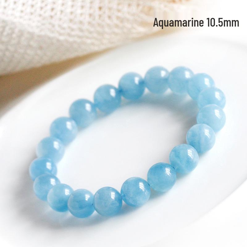 Natural Brazil Aquamarine Crystal Bracelet for Women & Men - Blue Beaded Gift for Girlfriend