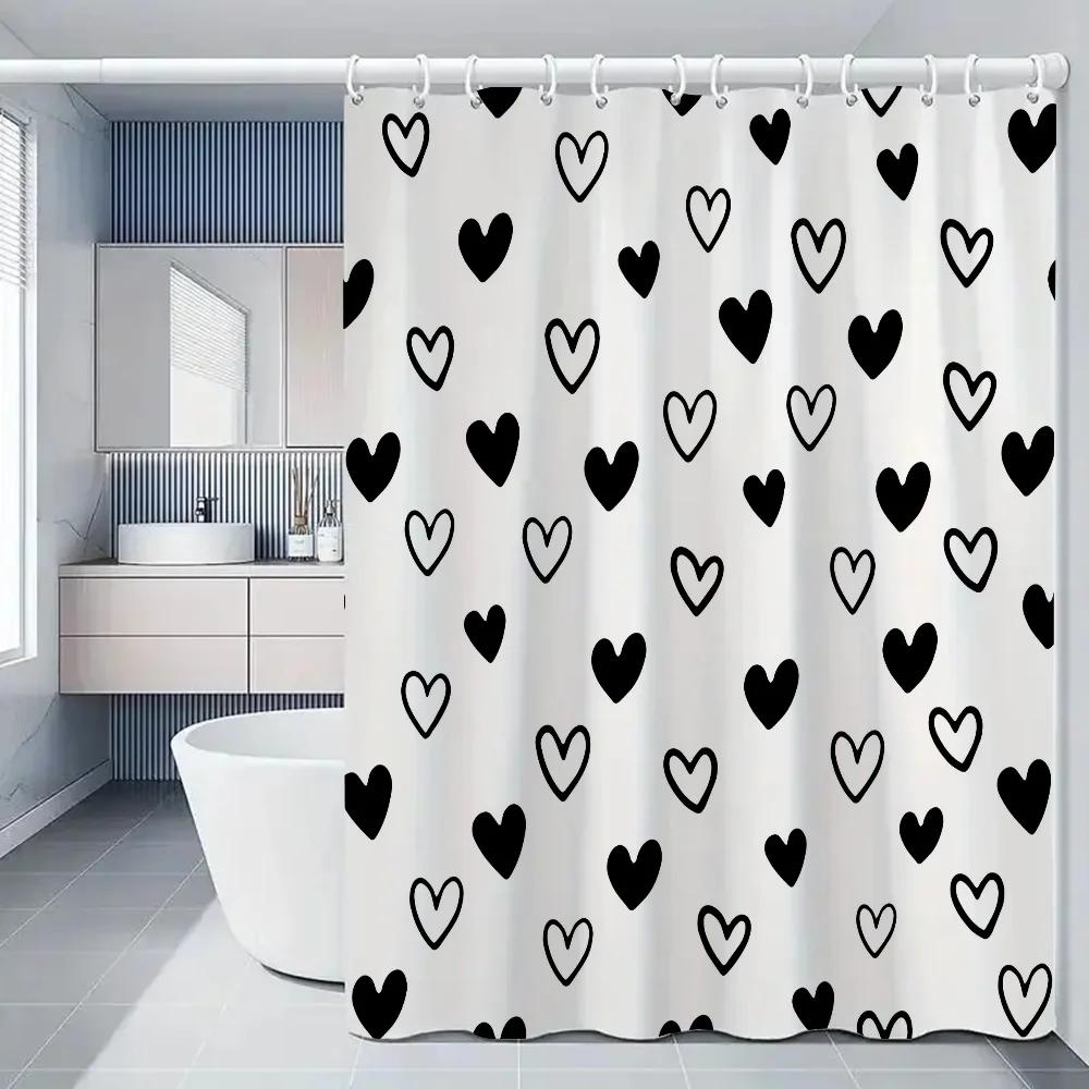 

Colorful Heart Shower Curtains In The Bathroom Shower Curtains For The Home Bathroom Accessories Set Folding Partition Curtain W60H190(CM)-1 Pcs