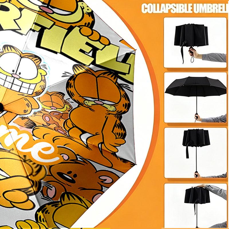 Personalisierter Garfield-Druckschirm mit individuellem Namen, Automatisches Öffnen und Schließen, Stabiler 8-Rippen-Rahmen, Für Pendeln, Camping, Wandern, Geburtstagsgeschenk