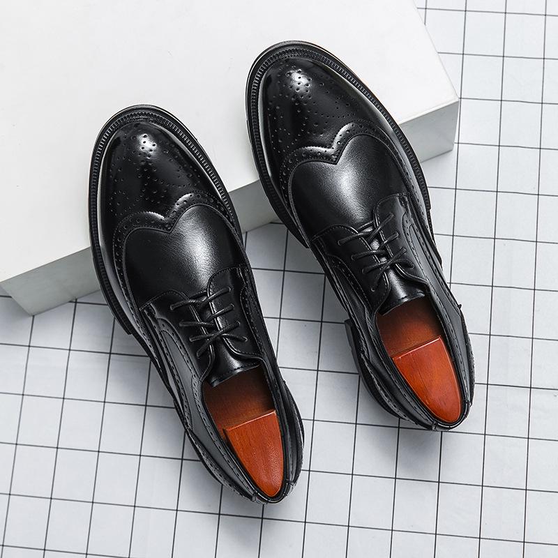 Men s Spring Leather Brogue Shoes - Casual Business & Formal Wear 46 чёрный