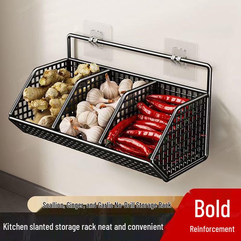Scaffale Multifunzionale da Cucina da Parete per Verdura e Spezie