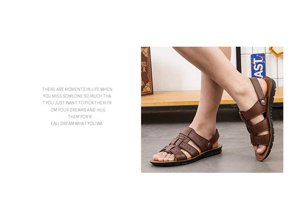 Men's Extra Large Cowhide Beach Sandals, Summer 2025, Sizes 46-47