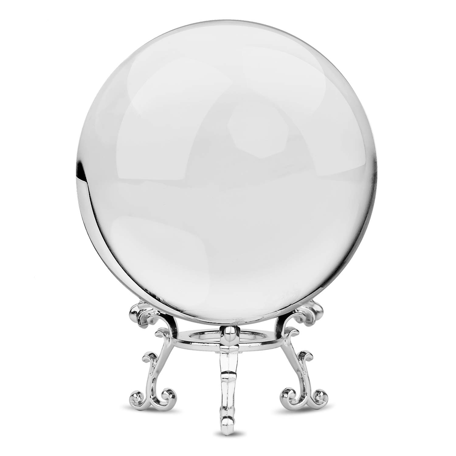 

Волшебный хрустальный шар MerryNine, 80 мм, Прозрачный хрустальный шар с металлической подставкой, Салфетка для протирки, Предмет Фэн-шуй, Декоративный предмет (Прозрачный + Металлическое основание)